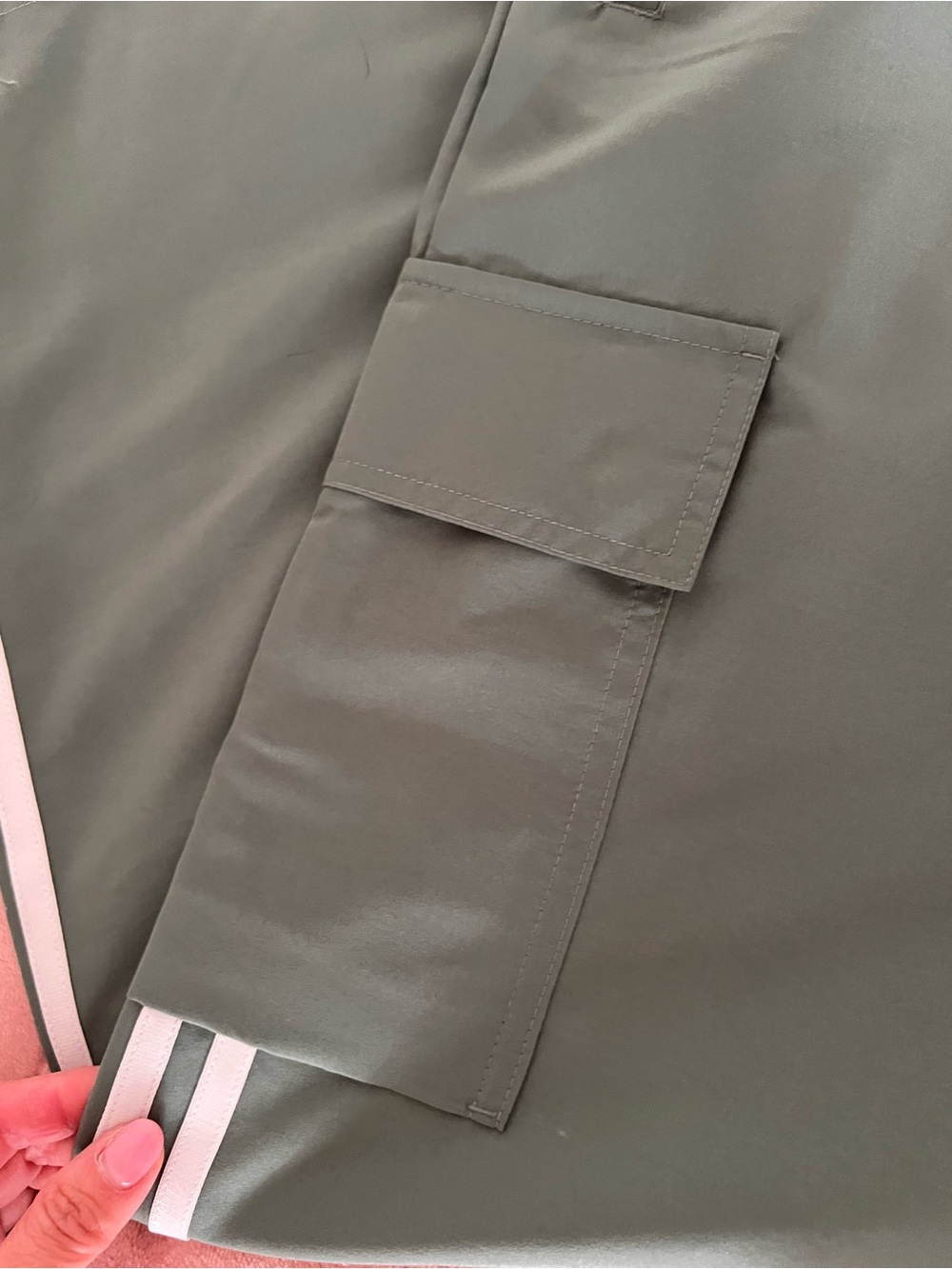 adidas Olive Green Drawstring Cargo Pants - Picture 3 of 4